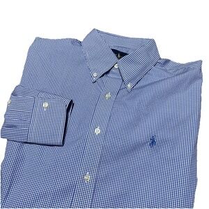 Ralph Lauren Men's 16.5 34/35 Long Sleeve Purple Gingham Pony Button Down Shirt